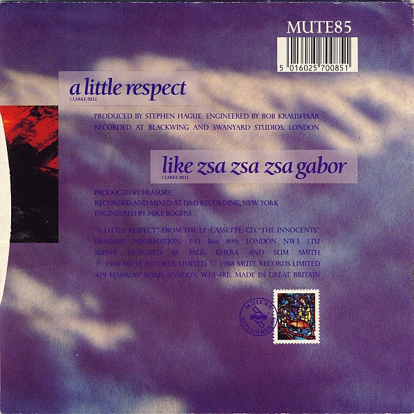 Erasure : A Little Respect (7", Single, Lyn)