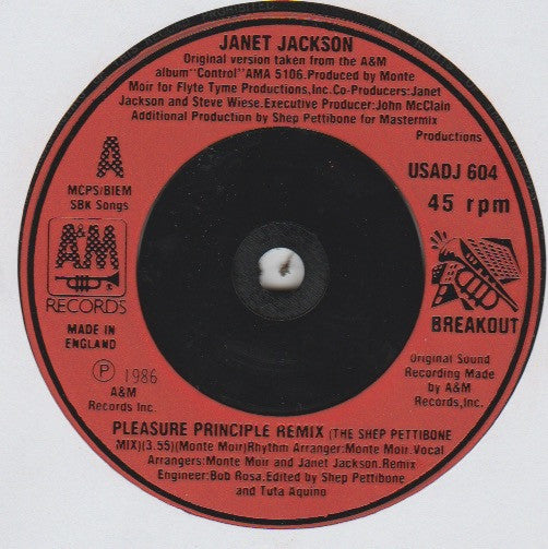 Janet Jackson : The Pleasure Principle (7", Promo, Red)