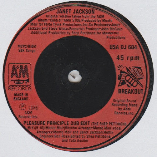 Janet Jackson : The Pleasure Principle (7", Promo, Red)
