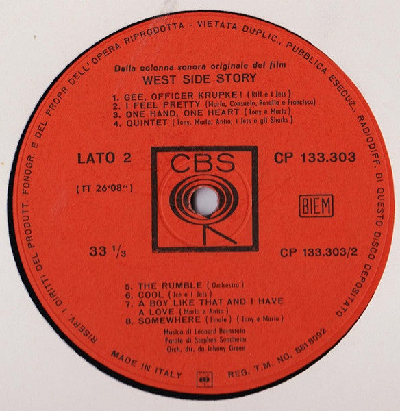Leonard Bernstein : West Side Story (The Original Sound Track Recording) (LP, Album, Mono, Gat)
