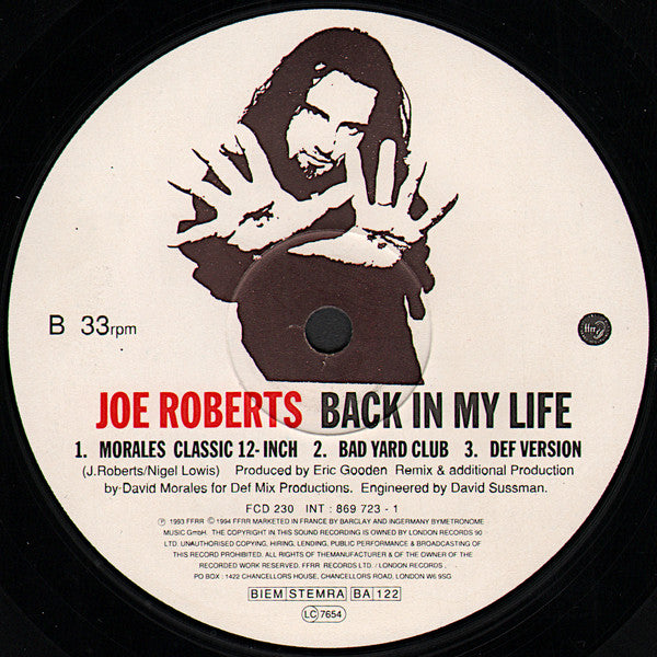 Joe Roberts : Back In My Life (T-Empo And Morales Remixes) (12", Single)