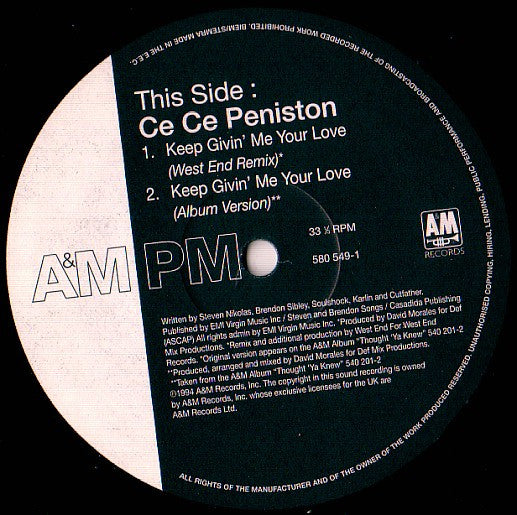 Ce Ce Peniston : Keep Givin' Me Your Love (12", Single)