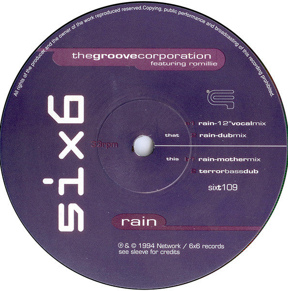 Groove Corporation Featuring Romillie : Rain (12", Single)