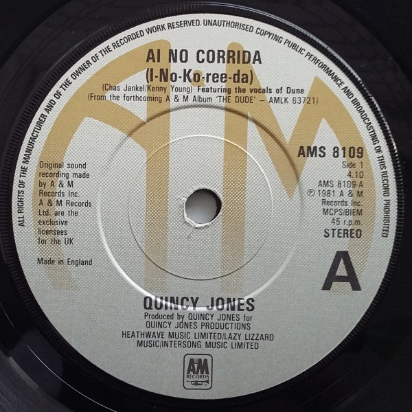 Quincy Jones : Ai No Corrida  (7", Single)