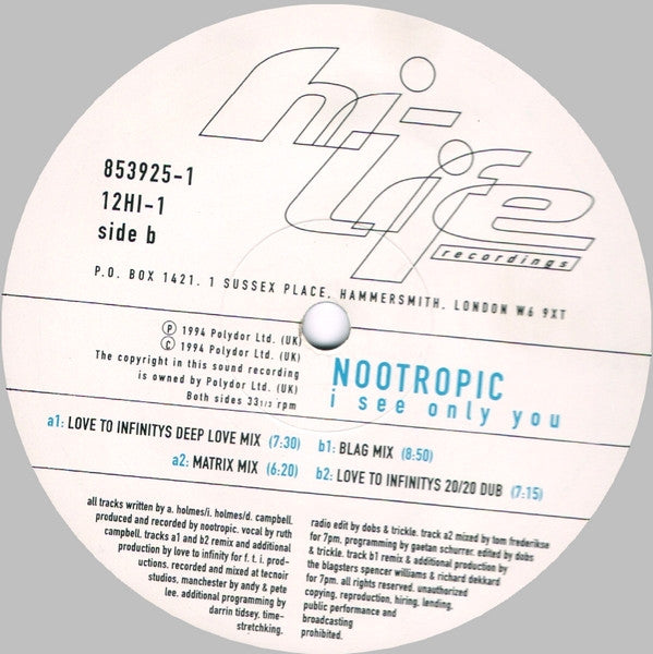 Nootropic : I See Only You (12", Promo)