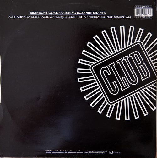 Brandon Cooke Featuring Roxanne Shante* : Sharp As A Knife (Acid Attack) (12")