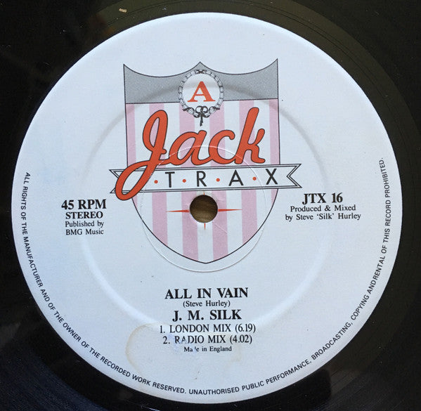 J.M. Silk : All In Vain (12", Ltd)