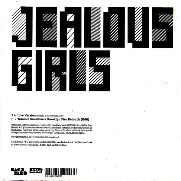 The Gossip : Jealous Girls (7", Single, 2/2)
