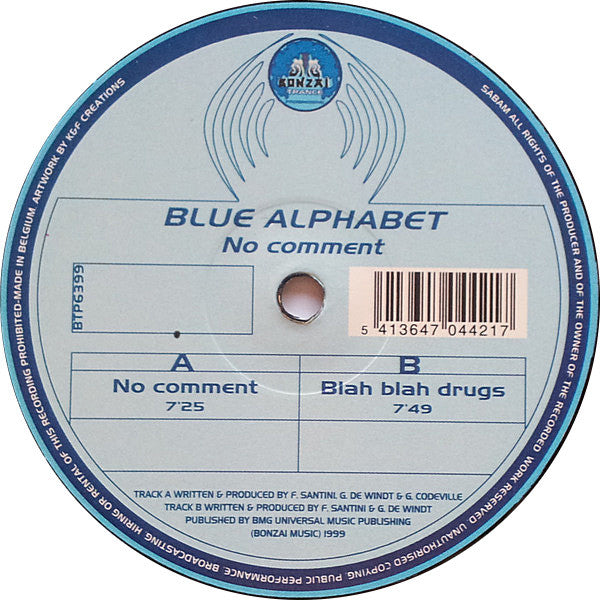 Blue Alphabet : No Comment / Blah Blah Drugs (12")