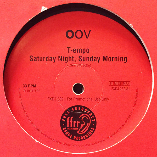 T-empo : Saturday Night, Sunday Morning (12", Promo)