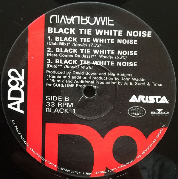 David Bowie : Black Tie White Noise (12", Promo)