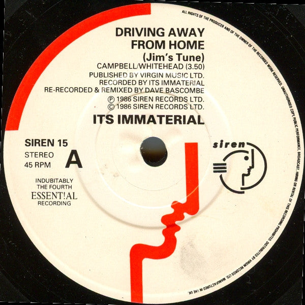 It's Immaterial : Driving Away From Home (Jim's Tune) (7", Single)