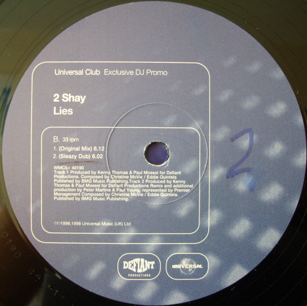 2 Shay (2) : Lies (12", Promo)
