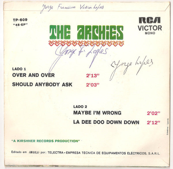 The Archies : Over And Over (7", EP)