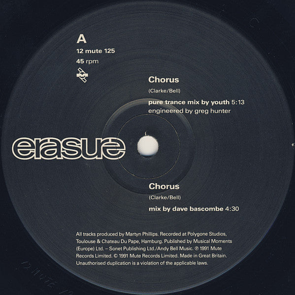 Erasure : Chorus (12", Single)