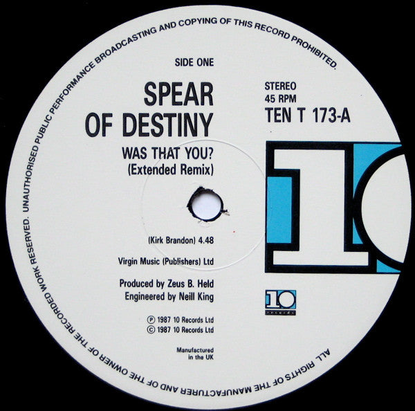 Spear Of Destiny : Was That You? (12", Single)