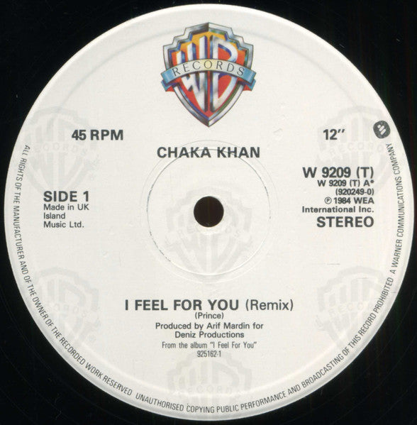 Chaka Khan : I Feel For You (12", Single, PRS)
