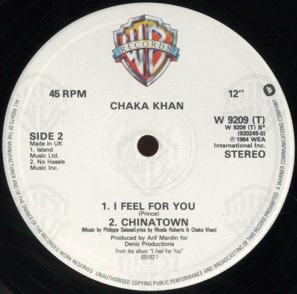 Chaka Khan : I Feel For You (12", Single, PRS)