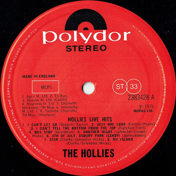 The Hollies : Hollies. Live Hits. (LP, Album)
