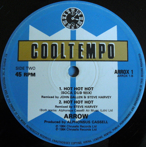 Arrow (2) : Hot Hot Hot (12", Single, Blu)