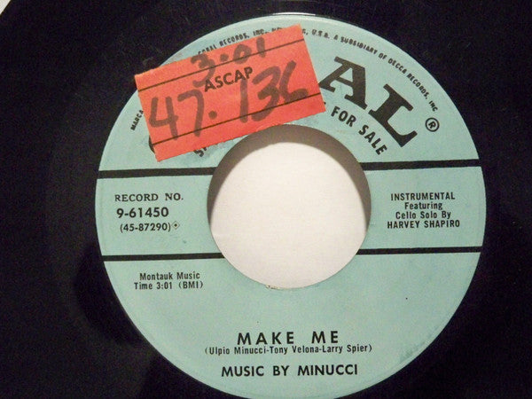 Ulpio Minucci : Music By Minucci (Domani / Make Me) (7", Single, Promo)