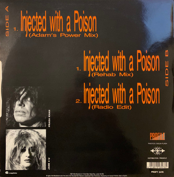 Praga Khan Feat. Jade 4U : Injected With A Poison (Digital Orgasm Remixes) (12", Single)