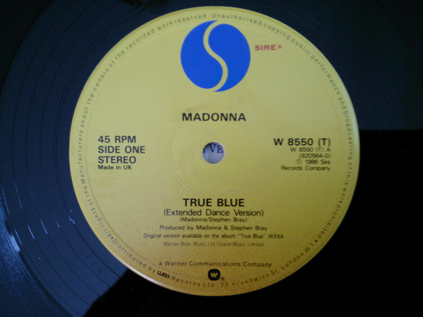 Madonna : True Blue (Extended Dance Version) (12", Single)