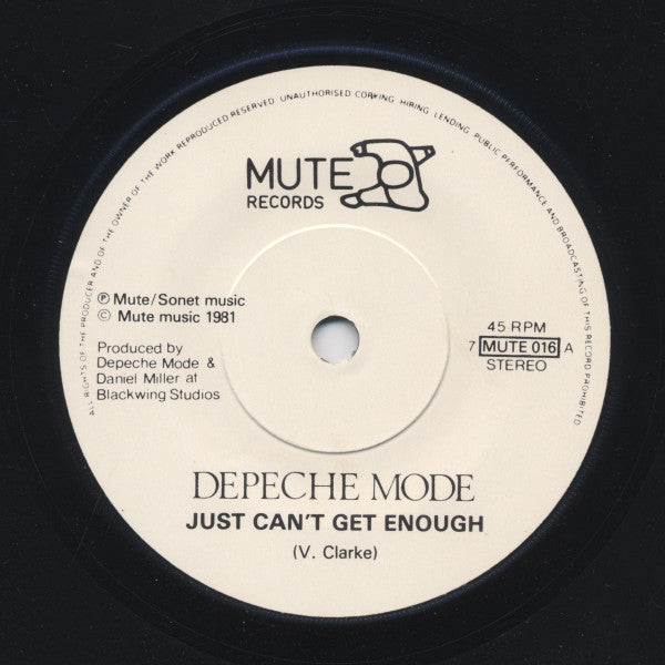 Depeche Mode : Just Can't Get Enough (7", Single, Sol)
