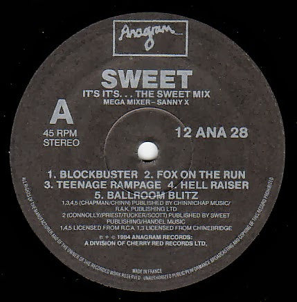 Sweet* : It's It's... The Sweet Mix (12", Single, Ltd)
