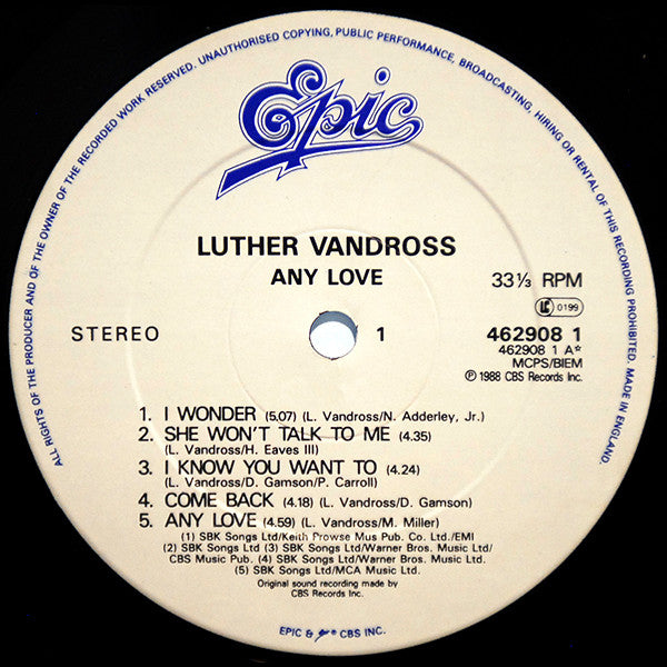 Luther Vandross : Any Love (LP, Album)