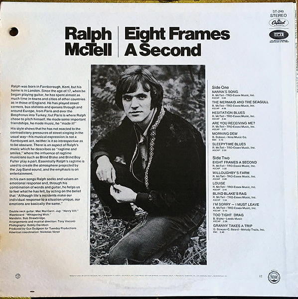 Ralph McTell : Eight Frames A Second (LP, Album, Scr)