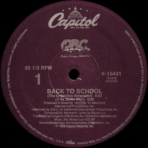 Queens Brooklyn Connection : Back To School / (I'm) Just Adjustin' My Mike (12")