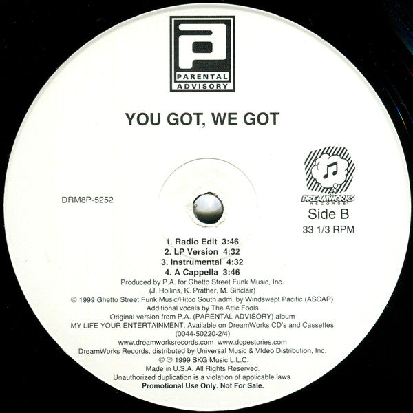 Parental Advisory : Dope Stories / You Got We Got (12", Promo)