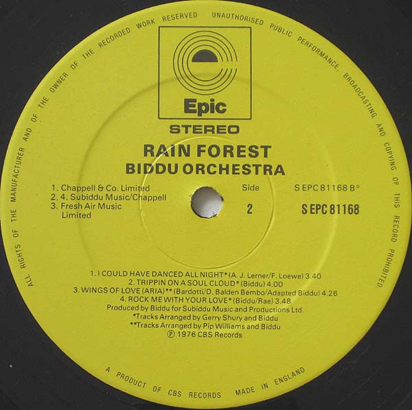 Biddu Orchestra : Rain Forest (LP, Album)