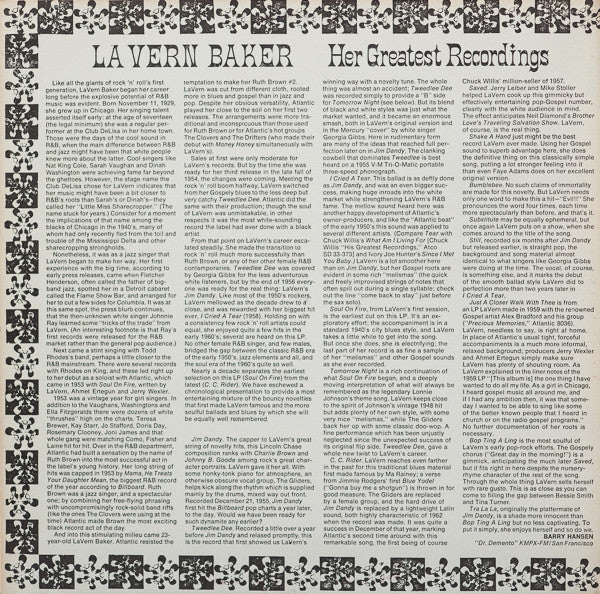 La Vern Baker* : Her Greatest Recordings (LP, Album, Comp, Mono, RI )