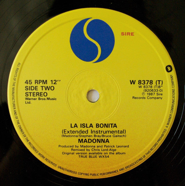 Madonna : La Isla Bonita (12", Single)