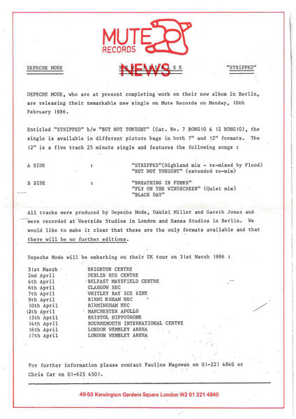 Depeche Mode : Stripped (7", Single)