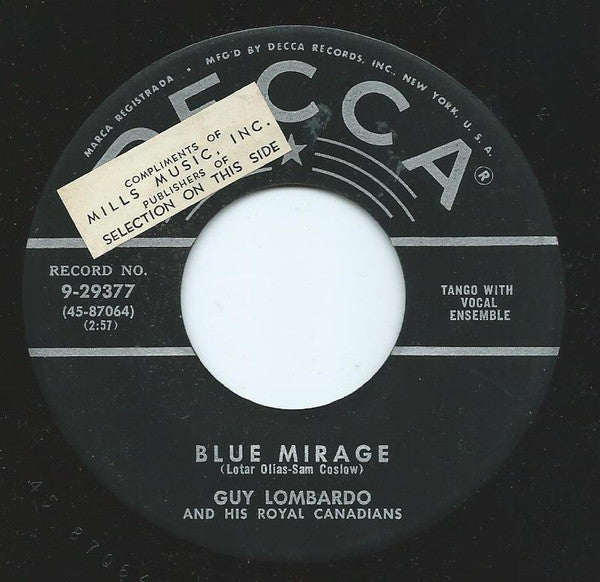 Guy Lombardo And His Royal Canadians : Greensleeves / Blue Mirage (7", Ric)