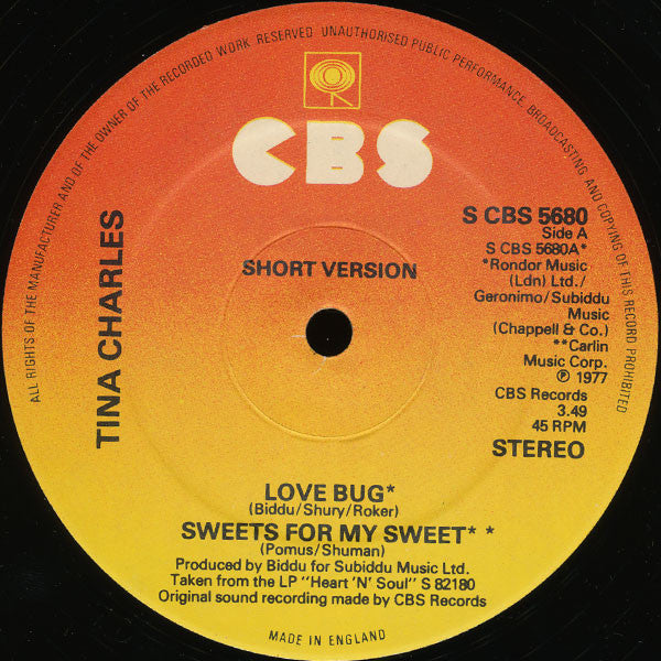 Tina Charles : Love Bug / Sweets For My Sweet (12", Ltd)