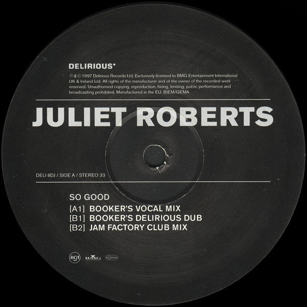 Juliet Roberts : So Good (The Booker T Mixes) (12", Promo)