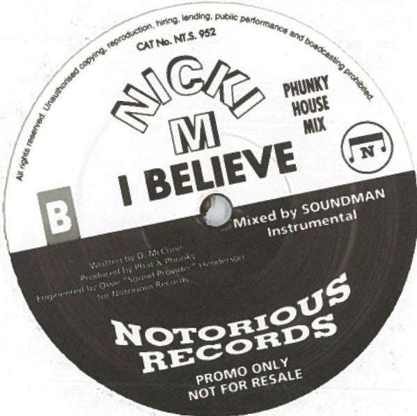 Nicki M : I Believe (12", Maxi, Promo)
