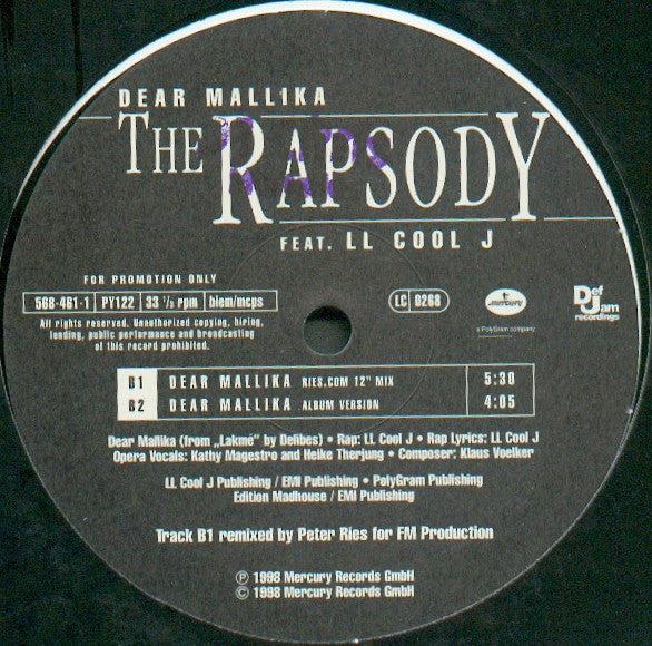 The Rapsody Feat. LL Cool J : Dear Mallika (12", Promo)