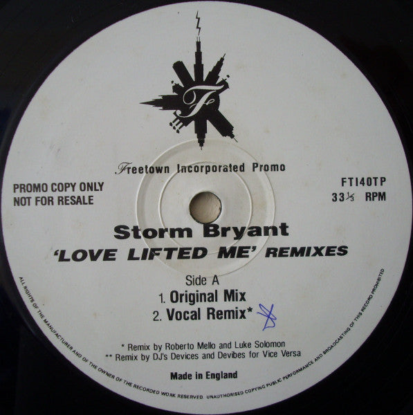 Storm Bryant : Love Lifted Me (Remixes) (12", Promo)