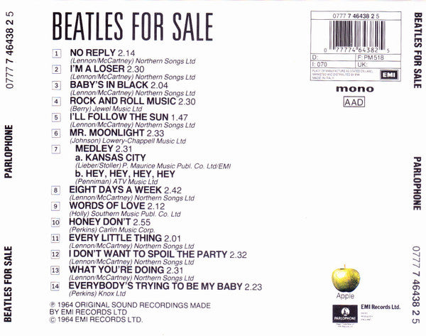 The Beatles : Beatles For Sale (CD, Album, Mono, RE)