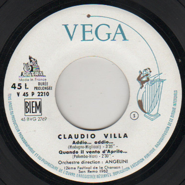 Claudio Villa : A San Remo (7", EP)