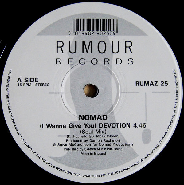 Nomad : (I Wanna Give You) Devotion (The Remixes) (12")