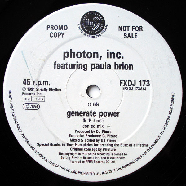 Photon Inc. : Generate Power (12", Promo)