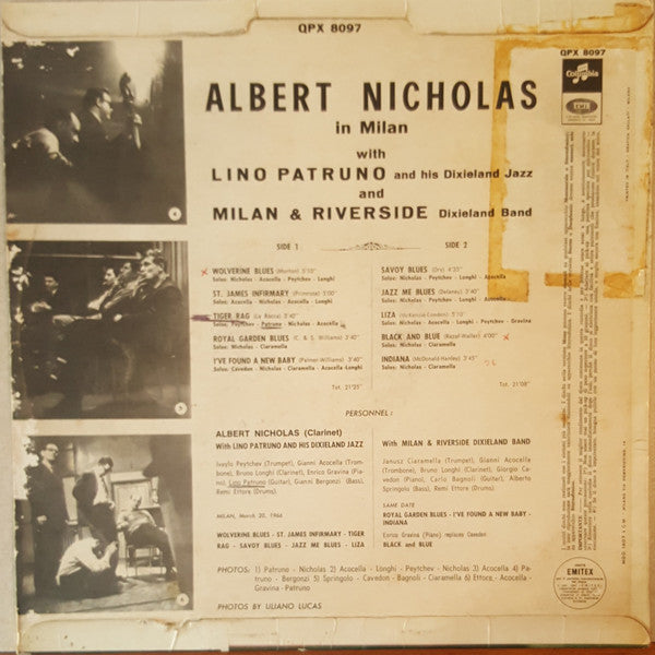 Albert Nicholas With Lino Patruno & His Dixieland Jazz And Milan & Riverside Dixieland Band* : Albert Nicholas in Milan (LP, Album, Mono)