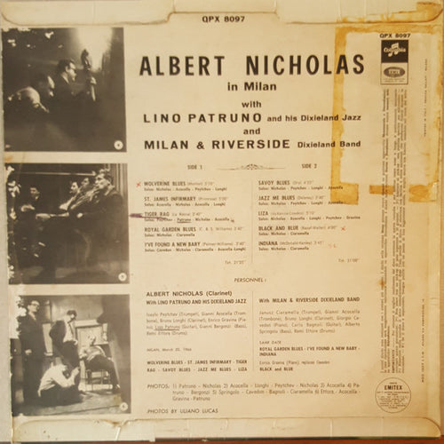 Albert Nicholas With Lino Patruno & His Dixieland Jazz And Milan & Riverside Dixieland Band* : Albert Nicholas in Milan (LP, Album, Mono)