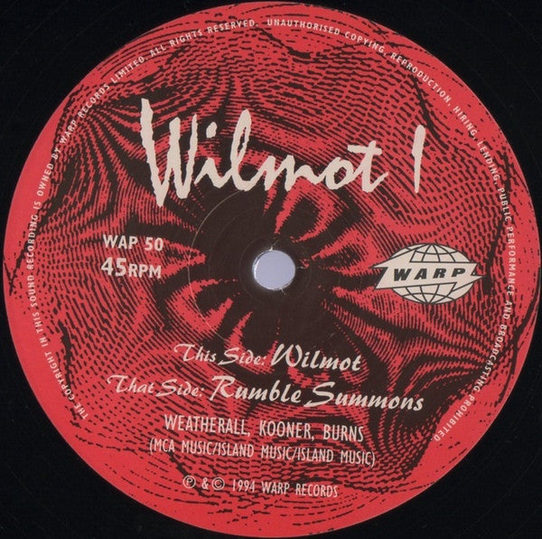The Sabres Of Paradise : Wilmot I (12", Single)